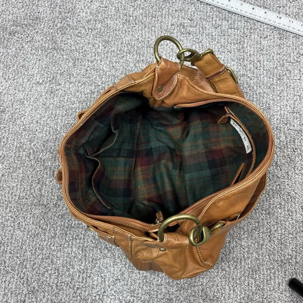 Hype Hobo Bag Womens Large Tan Leather Chain Link Shoulder Slouchy Boho